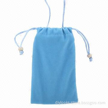 Good Usage Universal Soft Flannel Carry Bag with Pearl Button for Mobile Phone, Sized 14.5 x 8.5cm